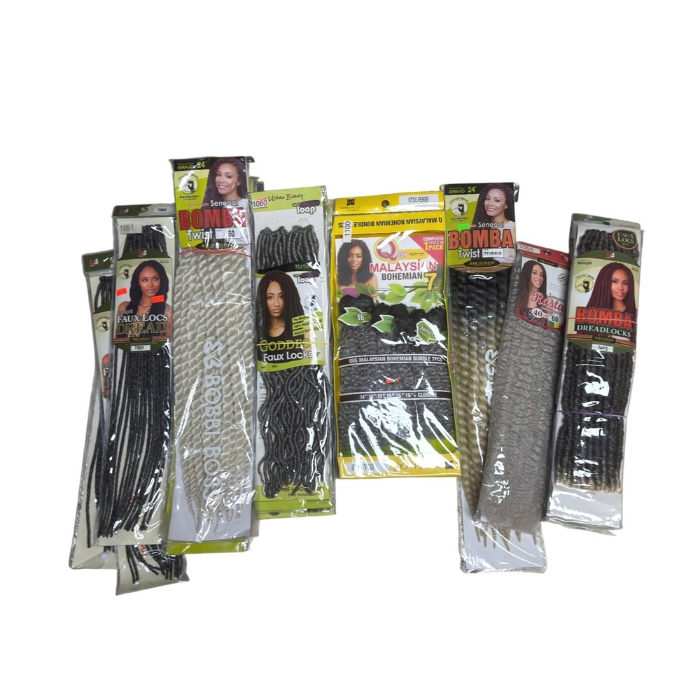 Synthetic Hair Extension Lot 18pc Bobbi Boss Bomba Twist Faux Locs Silver Grey